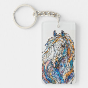Stained Glass Mosaic Horse Artwork Keychain