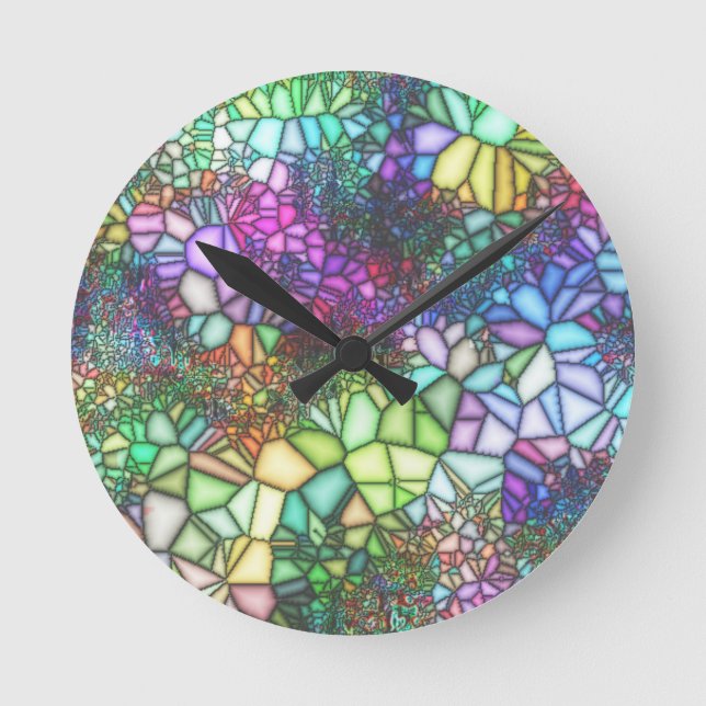 Stained Glass Mosaic Round Clock (Front)