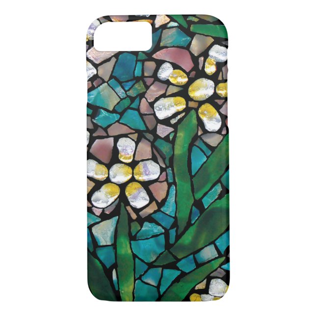 Stained Glass Mosaic Spring Flowers iPhone 7 Case (Back)