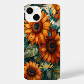 Stained Glass Mosaic Sunflowers Floral Case-Mate iPhone 14 Case