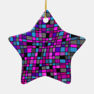 Stained Glass Mosaic Tiles in Purple Hues Ceramic Ornament
