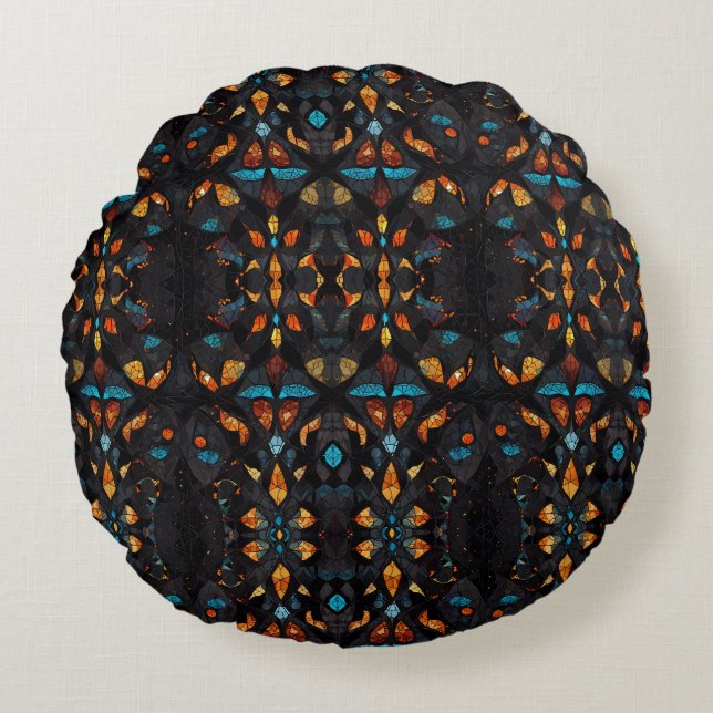 Stained Glass Mosaic Window Effect  Round Pillow (Front)