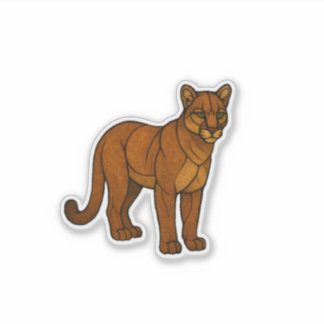 Stained Glass Mountain Lion Sticker