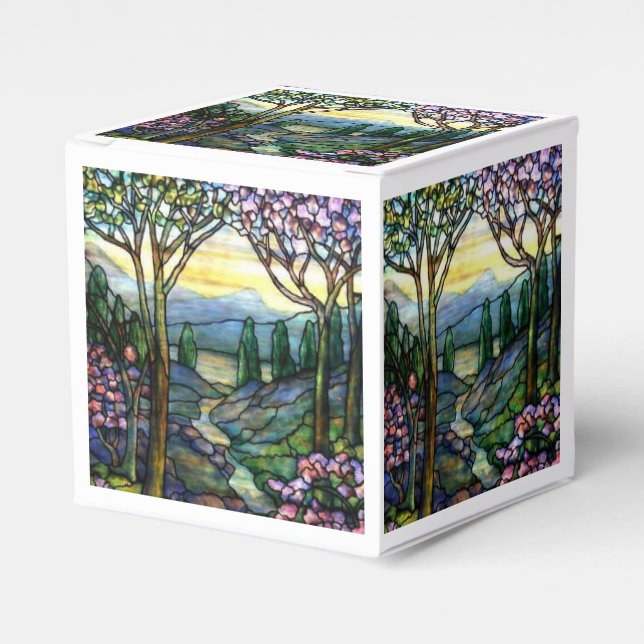 Stained Glass Mountains and Stream Favor Box (Front Side)