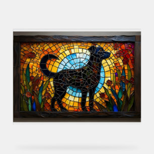 Stained Glass Mural of a Dog with Vivid Colours Acrylic Sign