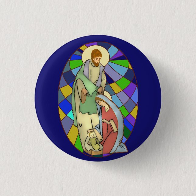 Stained Glass Nativity  1 Inch Round Button (Front)