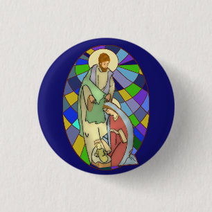 Stained Glass Nativity 1 Inch Round Button