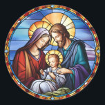 Stained Glass Nativity Christmas Classic Round Sticker<br><div class="desc">Stained Glass Nativity Christmas</div>