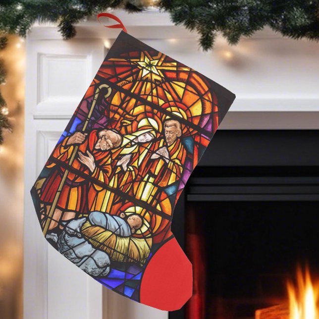 Stained Glass Nativity Christmas  Small Christmas Stocking (Creator Uploaded)
