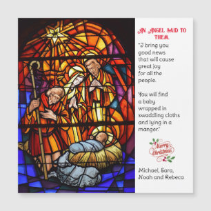 Stained Glass Nativity Magnetic Christmas Card