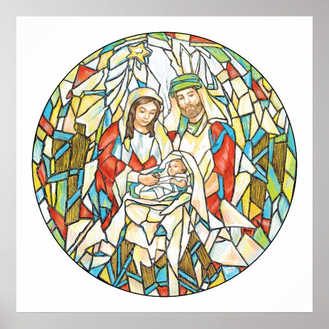 Stained Glass Nativity Painting Poster (Front)