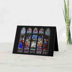 Stained Glass Nativity Scene Holiday Card