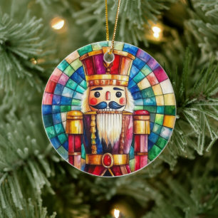 Stained Glass Nutcracker Personalized Christmas Ceramic Ornament