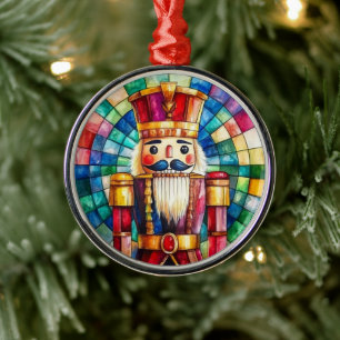 Stained Glass Nutcracker Personalized Christmas Metal Ornament