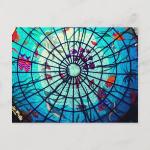 Stained glass ocean postcard