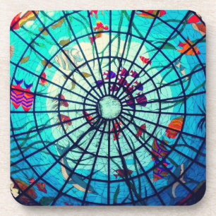 Stained glass ocean tropical fish coaster