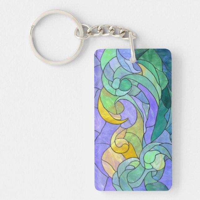 Stained Glass Ocean Waves Artistic Coastal pastel (Devant)