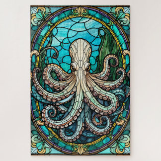 Stained Glass Octopus Jigsaw Puzzle