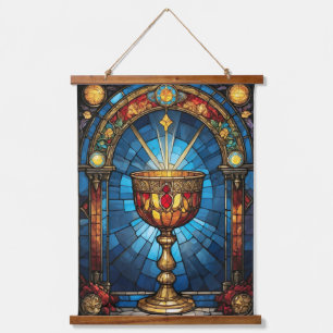 Stained Glass of Christian Catholic Holy Grail Hanging Tapestry