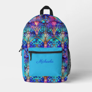 Stained Glass on Turquoise ver.# 2 - Personalized Printed Backpack
