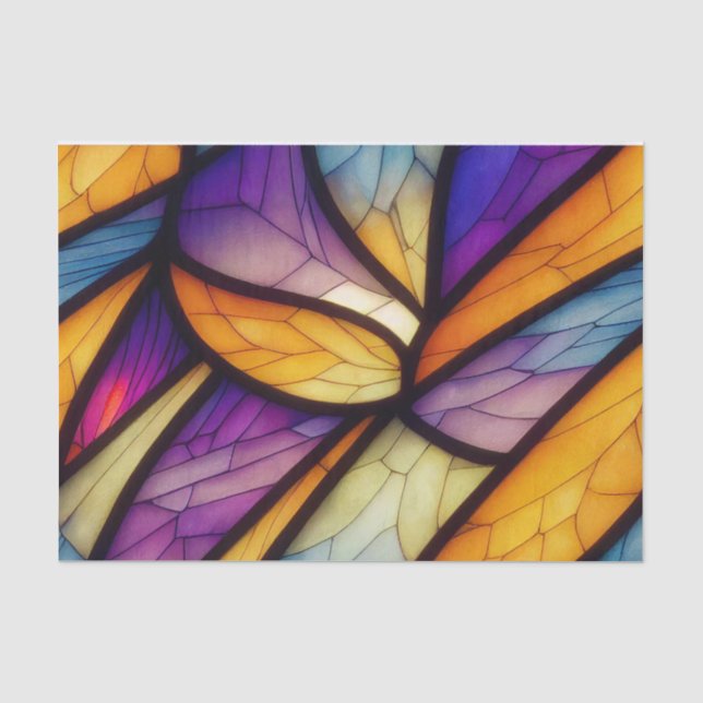 Stained Glass Orange Purples Decoupage Paper (Front)