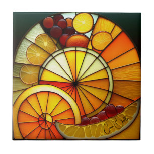 Stained Glass Orange wedges Tile
