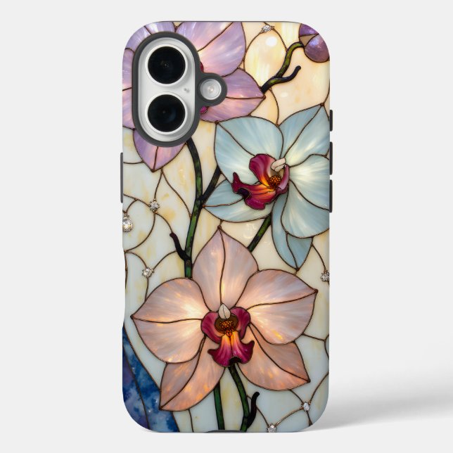 Stained Glass Orchid Flowers  Case-Mate iPhone Case (Back)