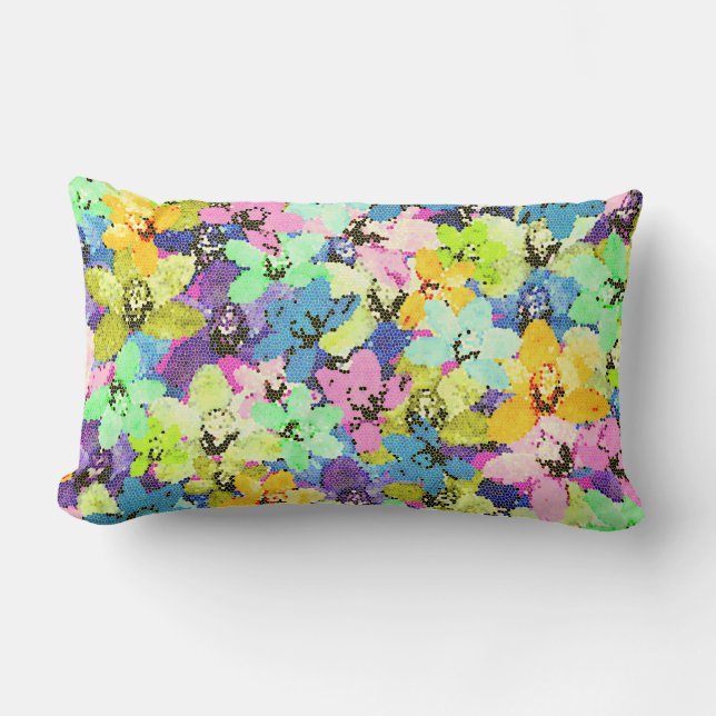 Stained Glass Orchids, Lumbar Pillow (Front)
