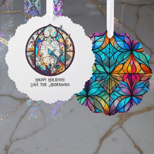 Stained Glass Ornament Christmas Keepsake Card