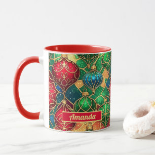 Stained Glass Ornaments Christmas Mug
