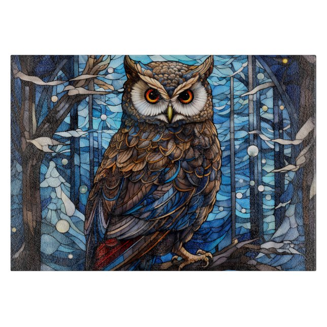 Stained Glass Owl Cutting Board (Front)
