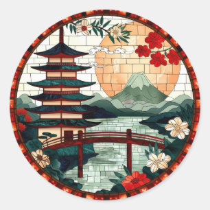 Stained glass pagoda sticker