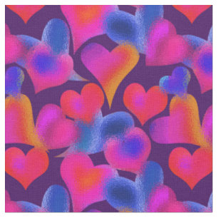 Stained Glass Painted Hearts Valentine's Day Fabric