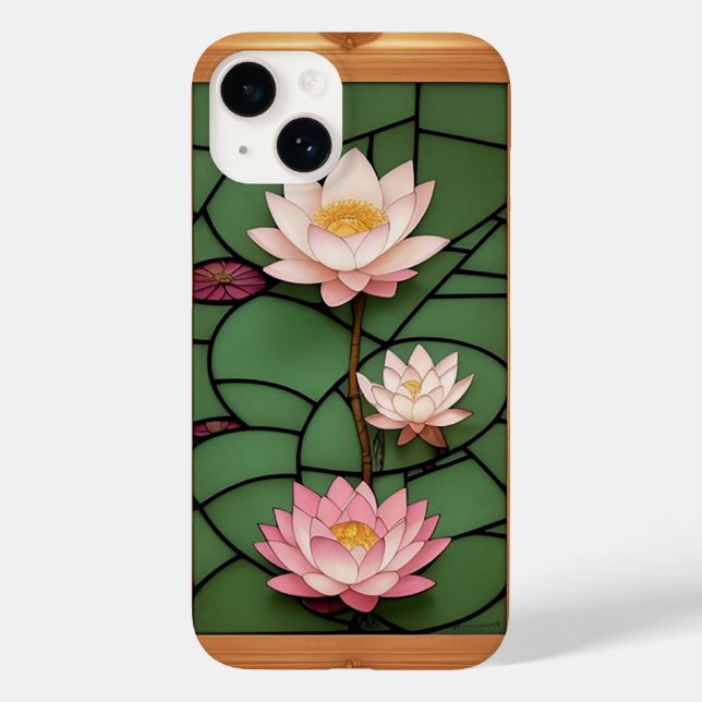 Stained Glass Panel with Blooming Lotus Flower Case-Mate iPhone Case (Back)