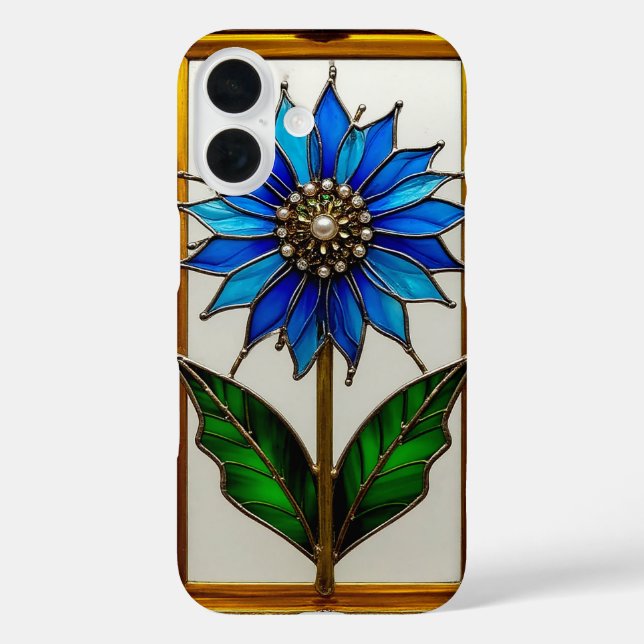 Stained Glass Panel with Vibrant Flower Case-Mate iPhone Case (Back)