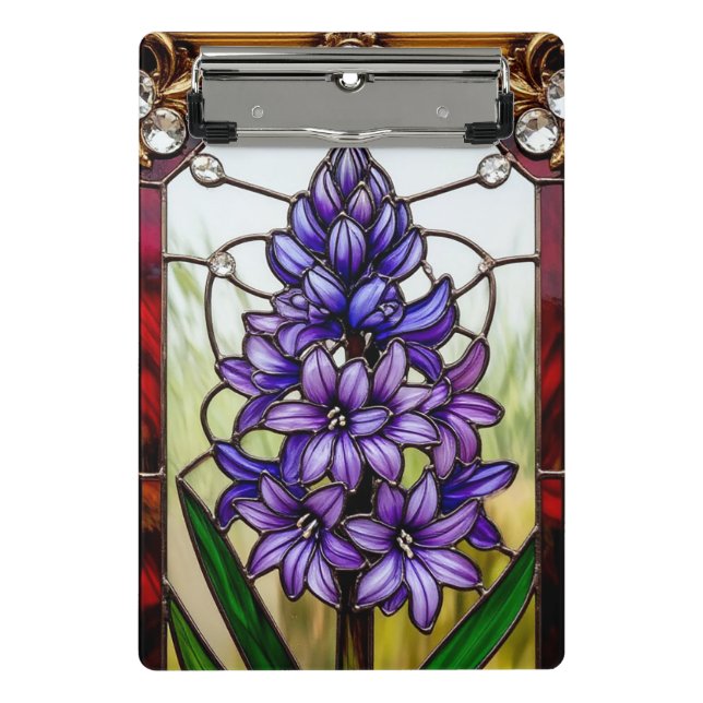 Stained Glass Panel with Vibrant Flower Mini Clipboard (Front)