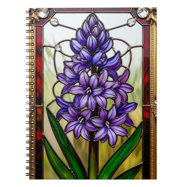 Stained Glass Panel with Vibrant Flower Notebook (Front)