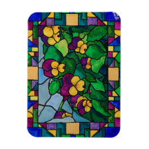 Stained Glass Pansies Magnet