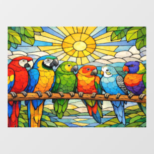 Stained-Glass Parrots Home Window Cling