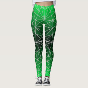 Stained glass pattern 02.Green.LGrey Line BG Leggings