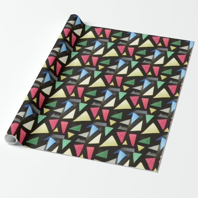 Stained Glass Pattern Christmas Wrapping Paper (Unrolled)