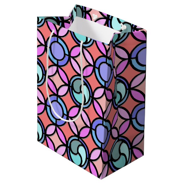 Stained Glass Pattern Medium Gift Bag (Back Angled)