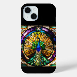 Stained Glass Peacock iPhone 15 Case