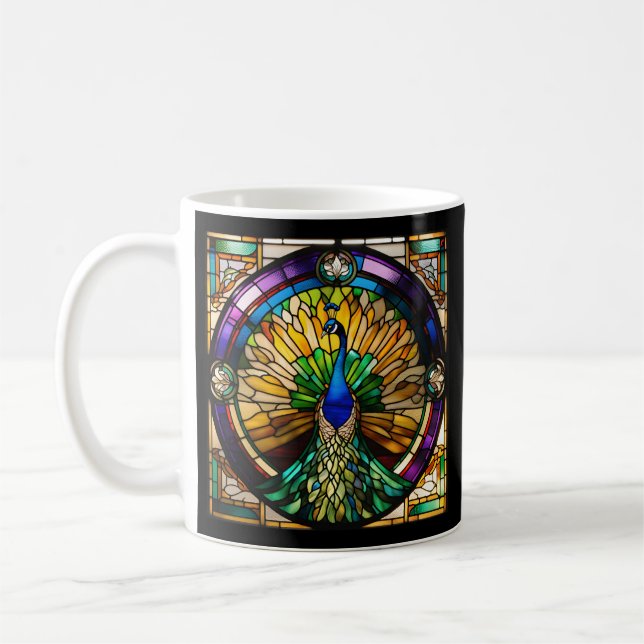 Stained Glass Peacock Coffee Mug (Left)