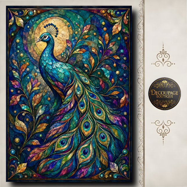 Stained Glass Peacock Decoupage Tissue Paper (Stained Glass Peacock Decoupage Tissue Paper)