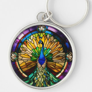 Stained Glass Peacock Keychain