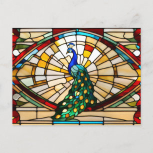 Stained Glass Peacock  Postcard