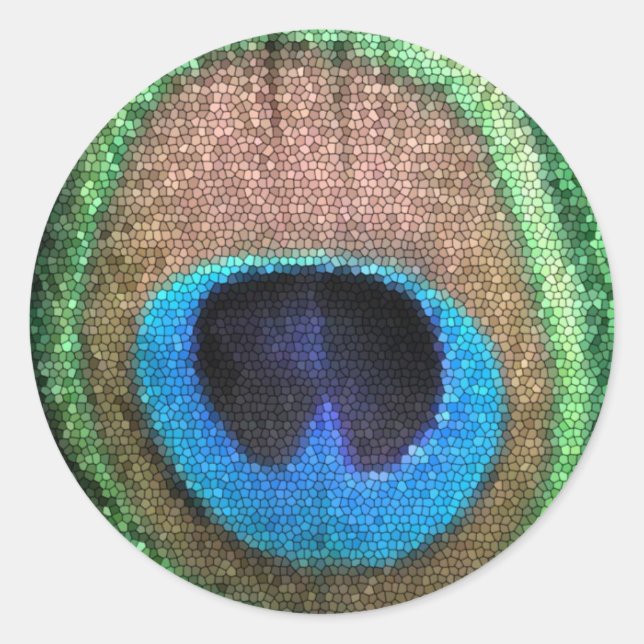 Stained Glass Peacock Round Sticker (Front)