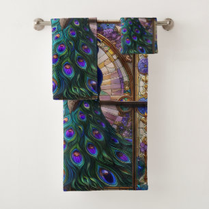 Stained Glass Peacock Towels: Luxury Bath Towels