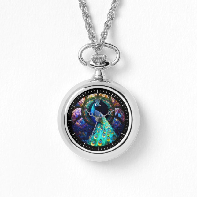 stained glass peacock watch (Front)
